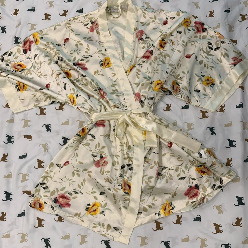 Vintgage 90's satiny floral kimono robe